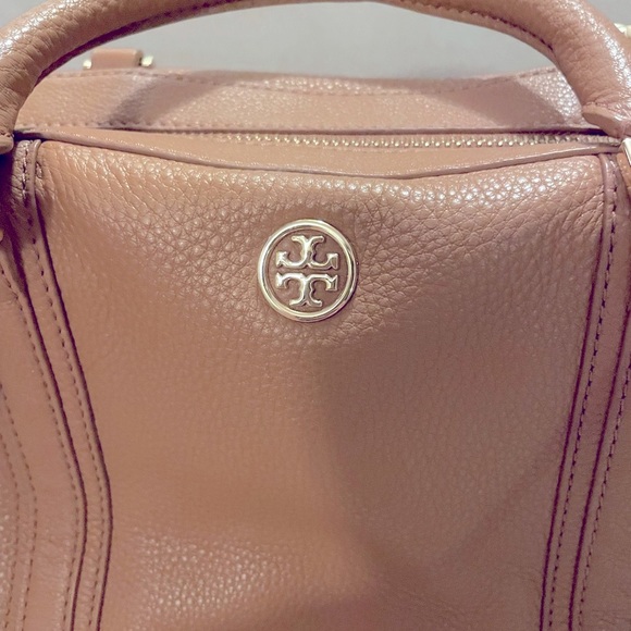 Tory Burch dark tan leather purse with cross body strap. - Picture 7 of 13